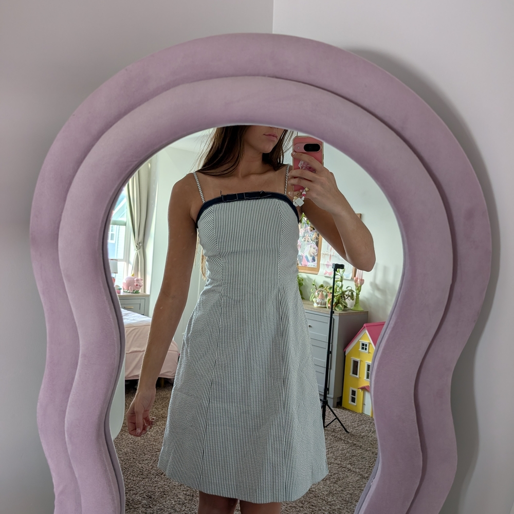Vintage Navy and White Striped Mini Dress Size 6